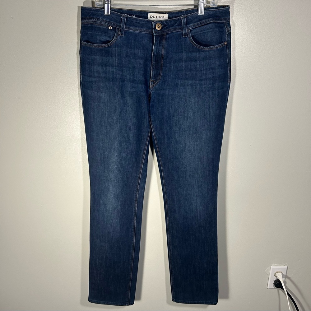 DL1961 Coco Curvy Straight Jeans Blue Denim Cotton-blend Mid-rise Plus Size 34